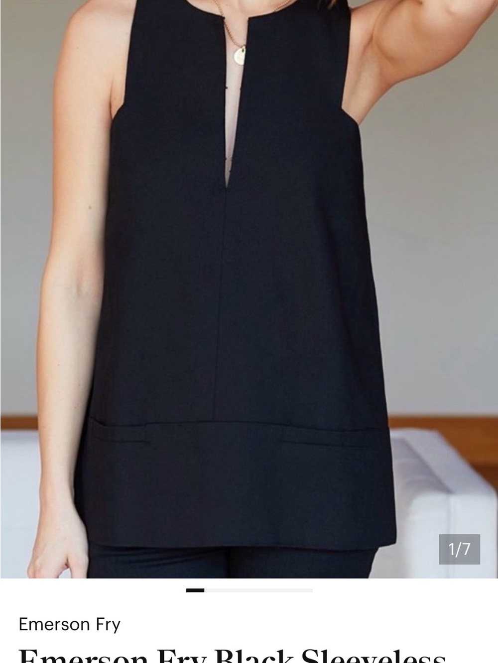 Emerson Fry Black Sleeveless Notch-Front Camisole